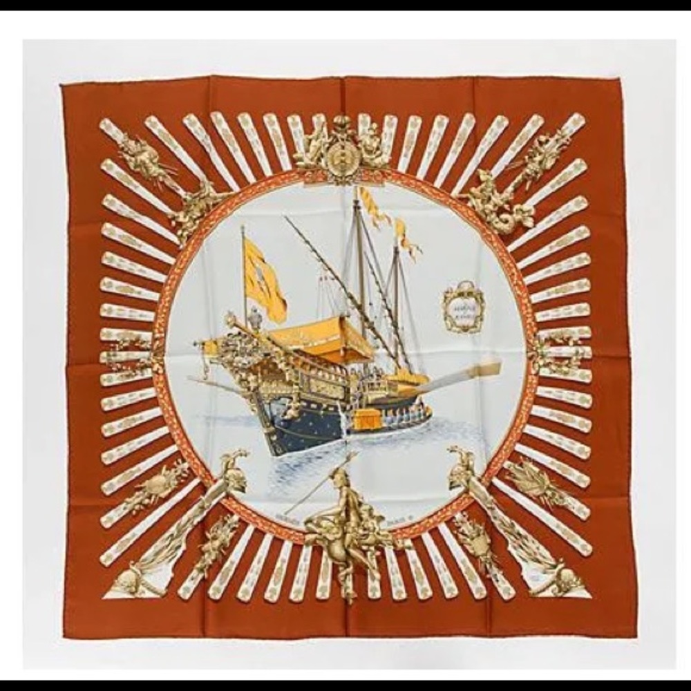 HERMES PARIS Vintage Silk Scarf LA MARINE A RAMES 1978 Ledoux & Rybaltchenko